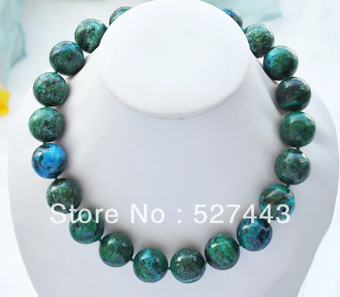 

Wholesale S1427 18" nature round green Malachite bead necklace