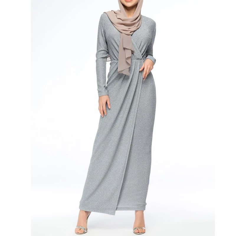 Блесток Абаи Femme мусульманские платья Хиджаб Турция Кафтан платье из Дубая Абая для женщин Элегантный стрейч вязать Рамадан Исламская