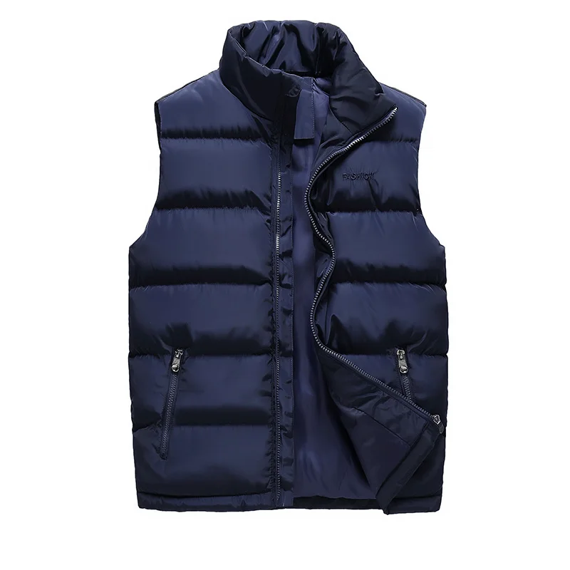 Vest Men New Stylish Autumn Sleeveless Jacket Mens Winter Warm Waistcoat Male Casual Sleeveless Coats Veste Homme Big Size - Цвет: blue