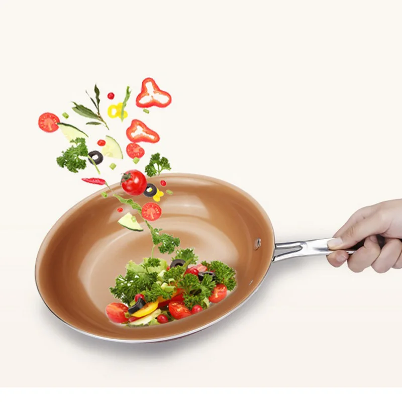 

Non-stick Skillet Copper Frying Pan with Ceramic Coating Induction cooking Utility Saucepan Dishwasher Safe Sarteness skillet