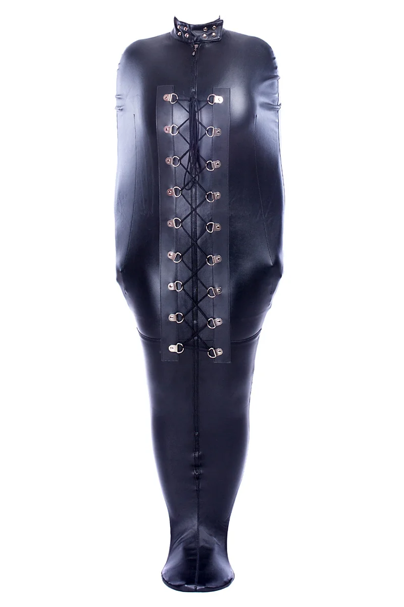 PU Leather Full Body Arm BDSM Bondage Restraint Sleeping Bag Fetish Slave Headgear Mummy