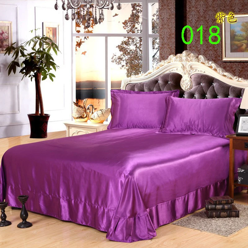 Purple Tribute Silk King 1Pcs Sheets Flat Bed Sheet Bedsheet Bedclothes