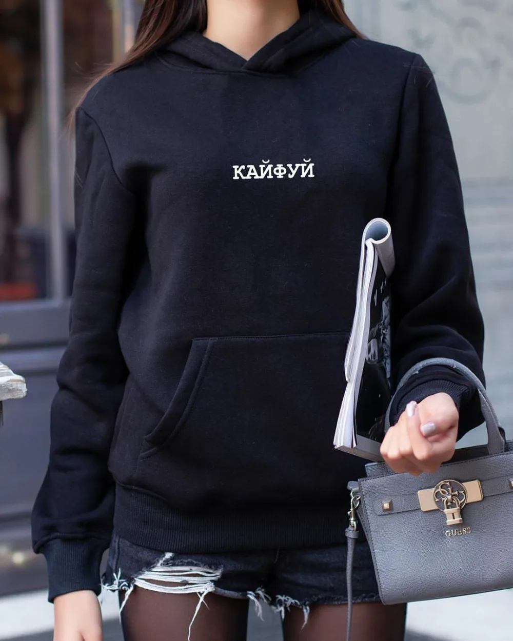 

Porzingis Belarusian Letter Print Kaifuy Female Hoodies Sweatshirt Women Crew Neck Pullover Unisex Black Tops