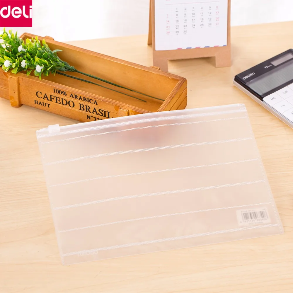 Deli 5pcs File Folder Bag A4 Size PVC Clear Transparent Document File