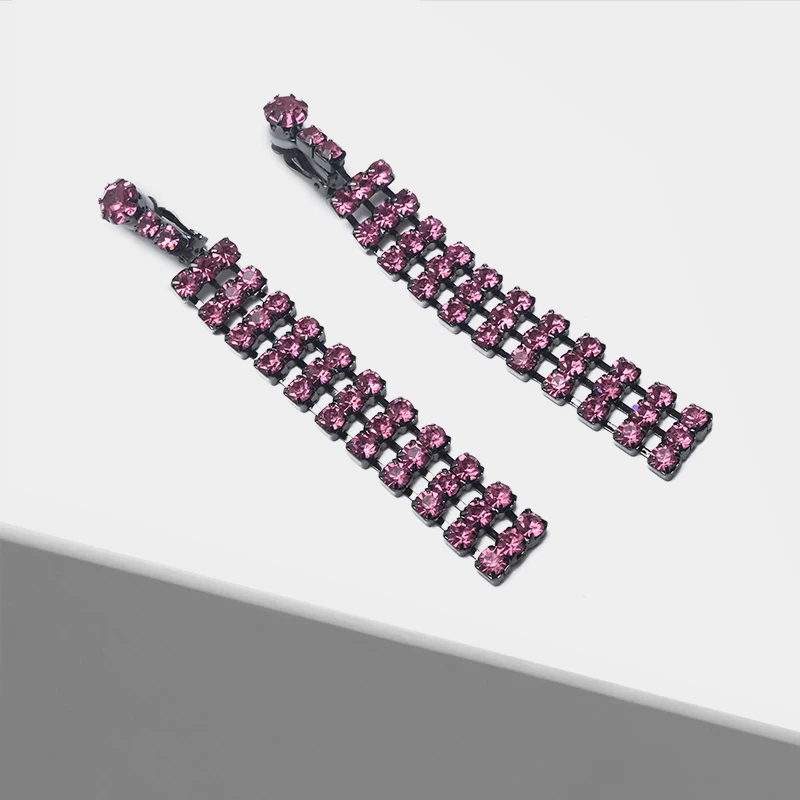 

Long pink geometric pendant fashion ear clip