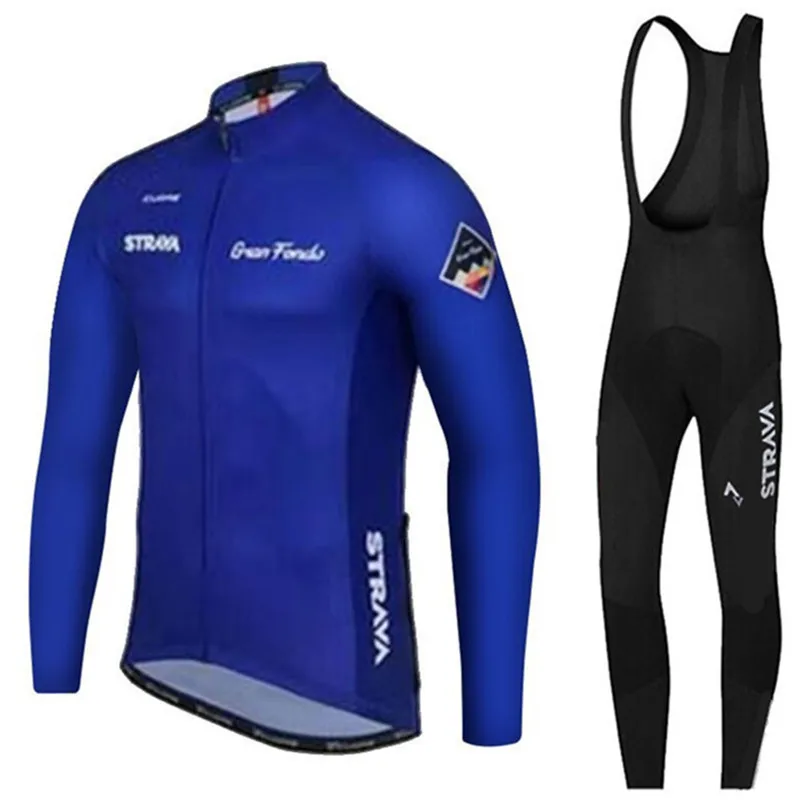 

STRAVA Navy blue Pro Team Long Sleeve Cycling Jerseys Ropa Ciclismo Maillot Bicycle Clothing Mtb Bike Cycling Clothes