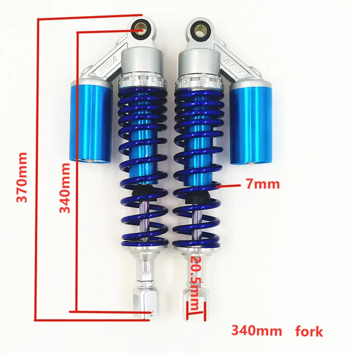 340 мм/350 мм/360 мм/370 мм рессора для мотоцикла Подвеска для HONDA YMAHA SUZUKI Kawasaki синий