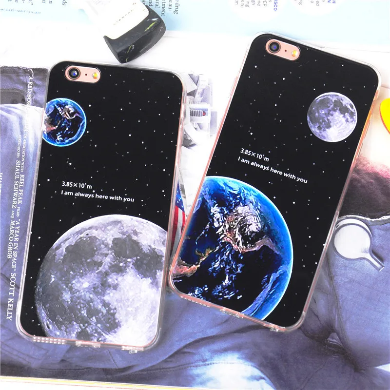 

Fashion Beautiful blue earth planet Phone Case For iPhone 7 7plus Soft TPU Black back cover for iPhone 6 6S Capa Coque Fundas