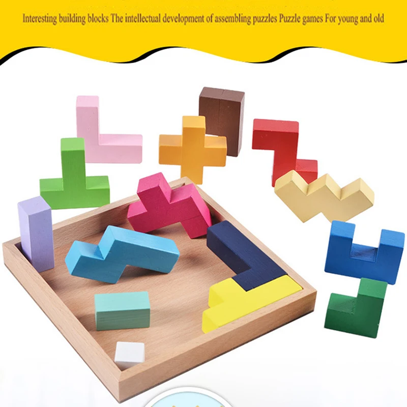 3D квадратная игра деревянная головоломка русские строительные головоломки доска игрушки развивающие детские деревянные подарки