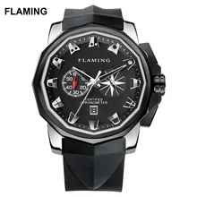 FLAMING Hero Series Fashion 4 Models ADMIRAL’S CUP Miyota Chronograph Watches Men Sliver Wristwatches Gifts