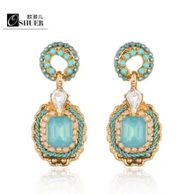 OSHUER, 2 цвета, новинка, модный бренд, ювелирное изделие, роскошные свадебные серьги-гвоздики для женщин, золотая пластина, Кристальные серьги