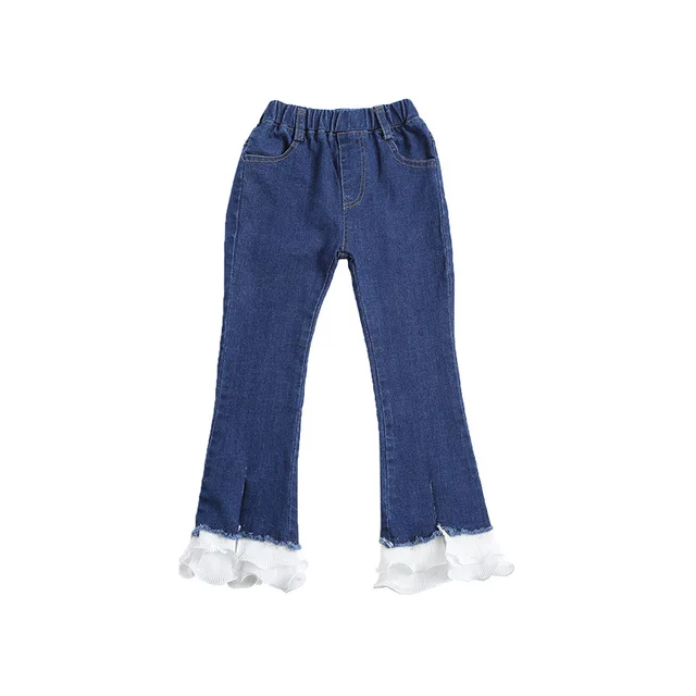 SOKOBX Children Jeans For Girls Pleated Jeans Girl Boot Cut Children's ...