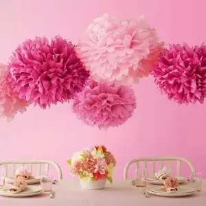 

9pcs/lot 6' 8'10'inch(15/20/25cm) decorative Tissue Paper Poms Pink Mix Color Flower Balls Pompom party home Wedding Decoration