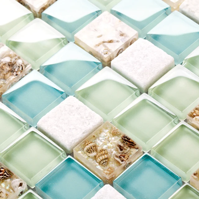 Blue Color Crystal Gl Mixed Sea Shell Mosaic Hmgm1148 For Blue Color Crystal Gl Mixed Sea Shell Mosaic Hmgm1148 For Kitchen Backsplash Tile Bathroom Shower Hallway
