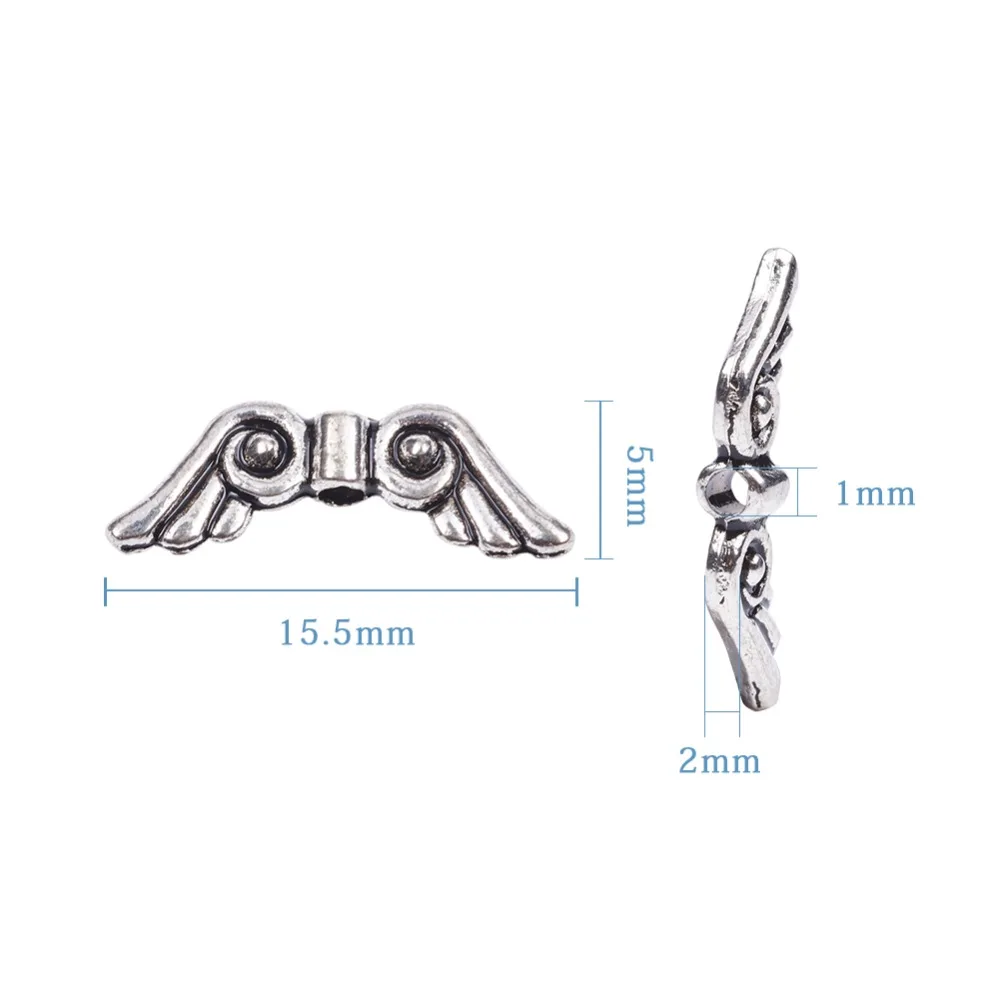 100pcs-Tibetan-Style-Alloy-Angel-Wing-Beads-Nickel-Free-Antique-Silver-5x15-5x2mm-Hole-1mm (2)