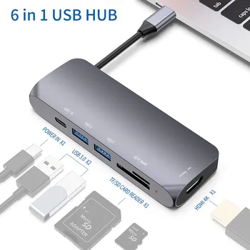 

Usb-C To Hdmi 6-In-1Converter Can Accommodate Type-C To Usb3.0 Sd Tf Card Hub Charging Expander Adapter#20
