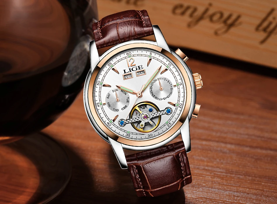 Модные женские часы Топ бренд Luxruy LIGE автоматические часы женские водонепроницаемые спортивные часы женские кожаные деловые наручные часы