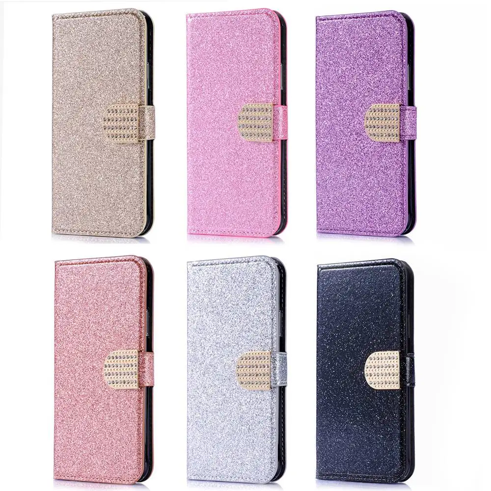 

KISSCASE Flip Leather Case For iphone 7 X XR XS MAX Card Solt Holder Cases For iphone 7 8 6 6S Plus Gillter Wallet Phone Covers