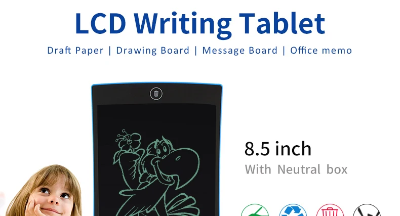 CHYI цифровой электронный ЖК-планшет 8,5 дюймов беспроводной тачпад электрическая детская доска пластина для рисования волшебный трекпад блокнот