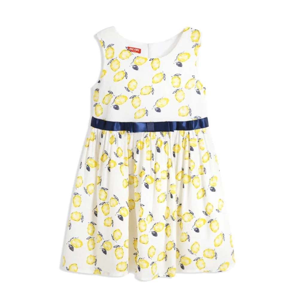 

ABCKIDS Summer Baby Dress Kids Girls Casual Sleeveless Fruit Print Dress Costume Baby Children Cotton Dresses with Bowknot