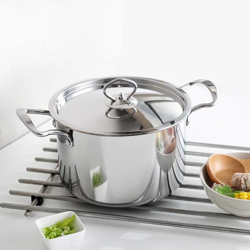 ZCME-power Olla de Acero Inoxidable de y Tapa,para Cocina Catering Restaurante,Olla Profunda de Gran Capacidad,Sopa Recipiente de Sopa para Restaurante,30X30cm