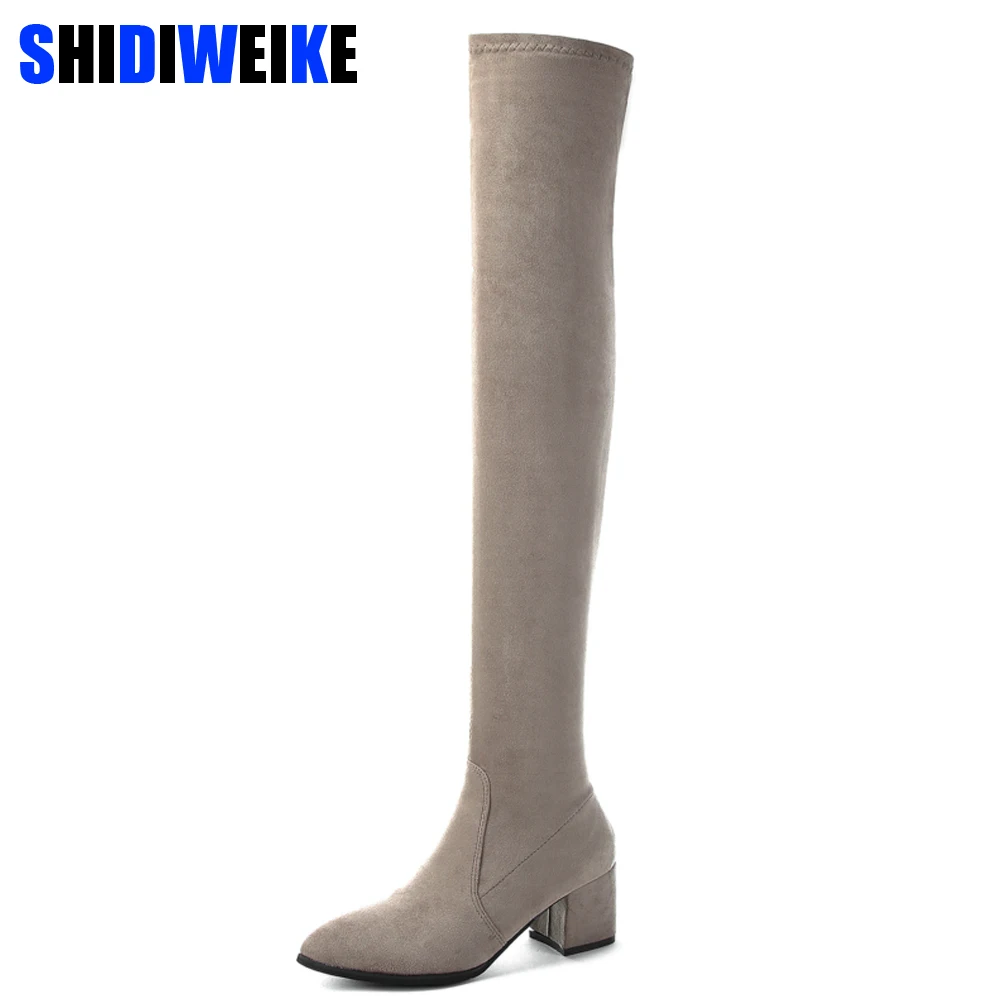 

2019 Slim Boots Sexy Over The Knee High Suede Women Boots Women's Fashion Winter Thigh High Boots Shoes Woman n284