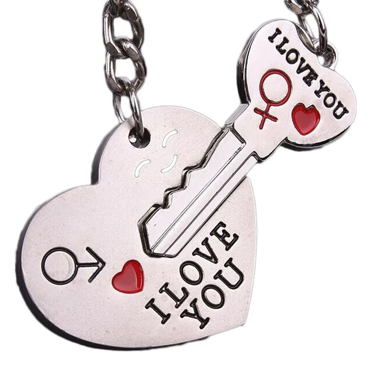 1 пара брелок с надписью I LOVE YOU кольцо для ключей сердцем серебряный цвет цепочкой подарок на день Святого