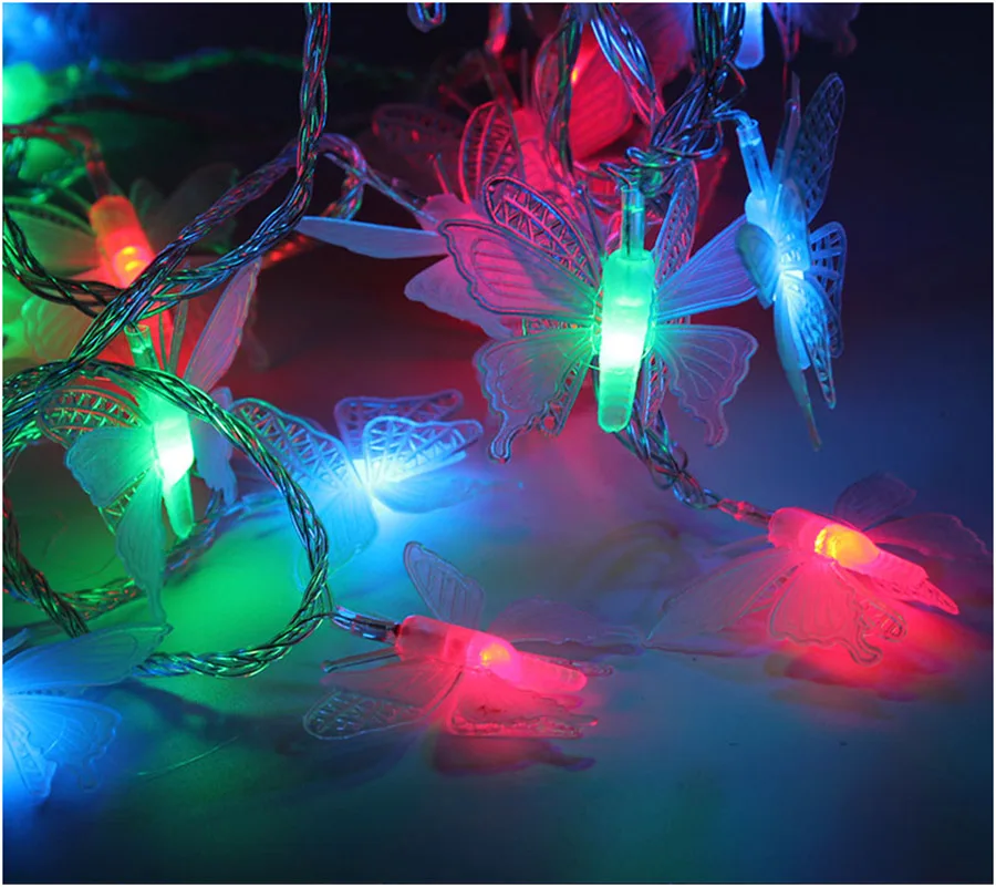 Бабочка светодиодные гирлянды водонепроницаемые на батарейках Праздничные рождественские гирлянды Новогодняя гирлянда Свадебные украшения дома лампа