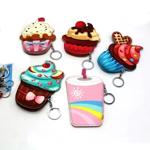 Милые детские кошельки для девочек, держатель для монет, Kawaii cake, женские мини-кошельки для мелочей, монета с денежной сумкой, Детская сумка на молнии для карт