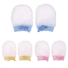 1 пара унисекс лед мягкий шелк мода милый ребенок анти царапин перчатки защита лица новорожденного Регулируемая варежки Костюмы 3 цвета