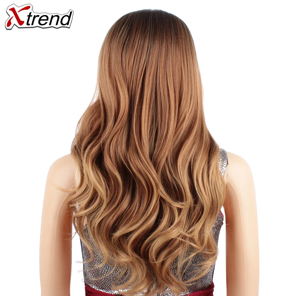 Xtrend синтетические парики для женщин длинные Омбре парик естественная волна прическа серый красный блонд цвета 26 дюймов