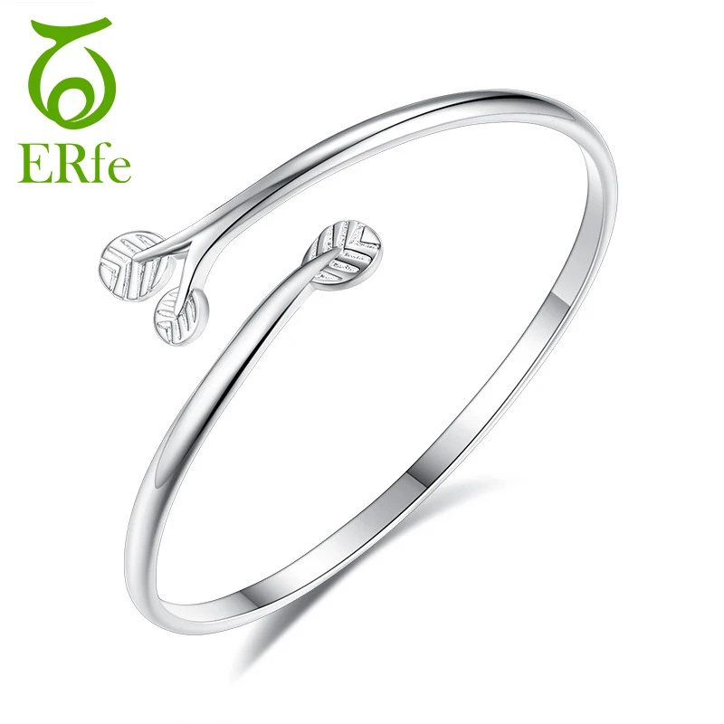 Милый открытый серебряный браслет листок Браслет манжета Femme Argent Love ювелирные