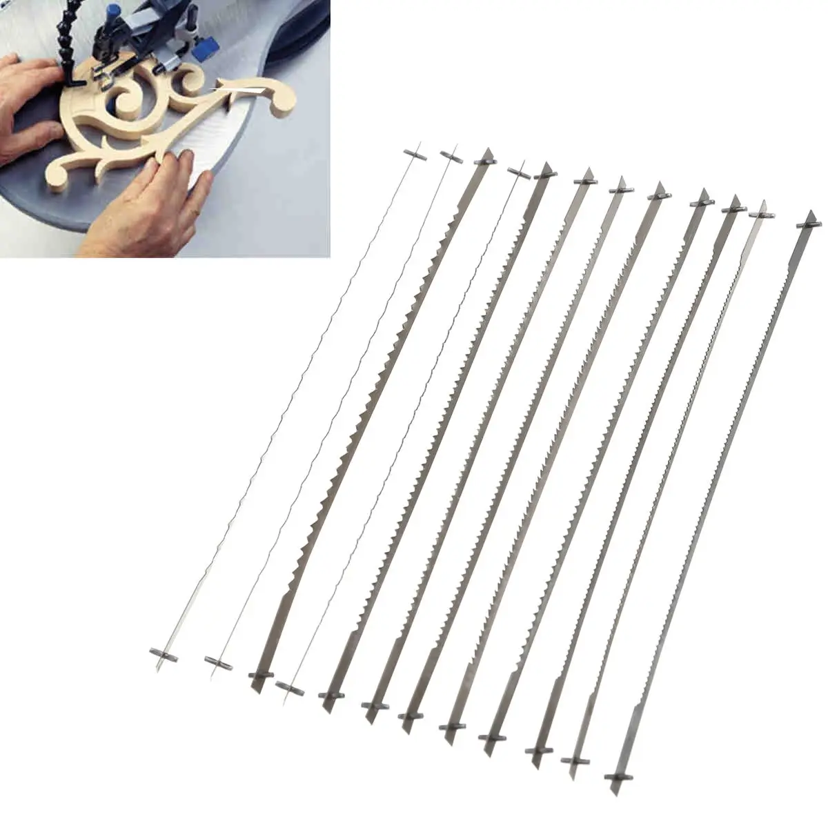 12pcs/set Pinned Scroll Saw Blades Woodworking Power Tools Accessories 127mm Black