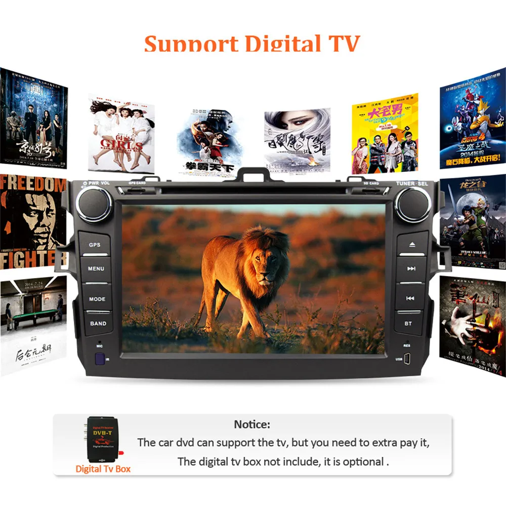 Clearance 8 inch Android 9.1 Car DVD Player For Toyota Corolla 2007 2008 2009 2010 2011 Car Multimedia Player GPS Navigation Stereo Radio 4