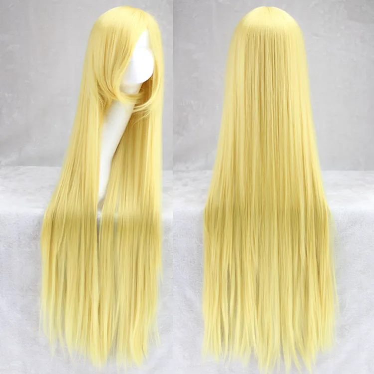 Женские 100 см 4" длинные женские синтетические парики для косплея волосы костюмы на Хэллоуин Perruque Peruca Femininas Coser - Цвет: light gold