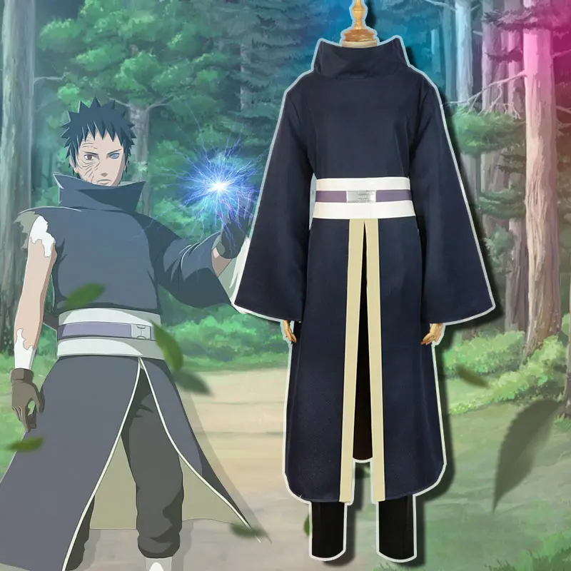 

Milky Way Anime Naruto Shippuden Uchiha Obito Cosplay Costume Uniform Ccoat Pants Belt Full Set Cosplay