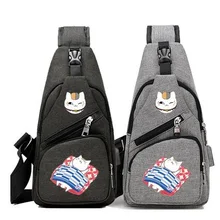 Высокие Q фигуры аниме «тетрадь дружбы Нацумэ» Сумки usb зарядка холст унисекс для мужчин и женщин студенческий консервативный стиль сумка на плечо