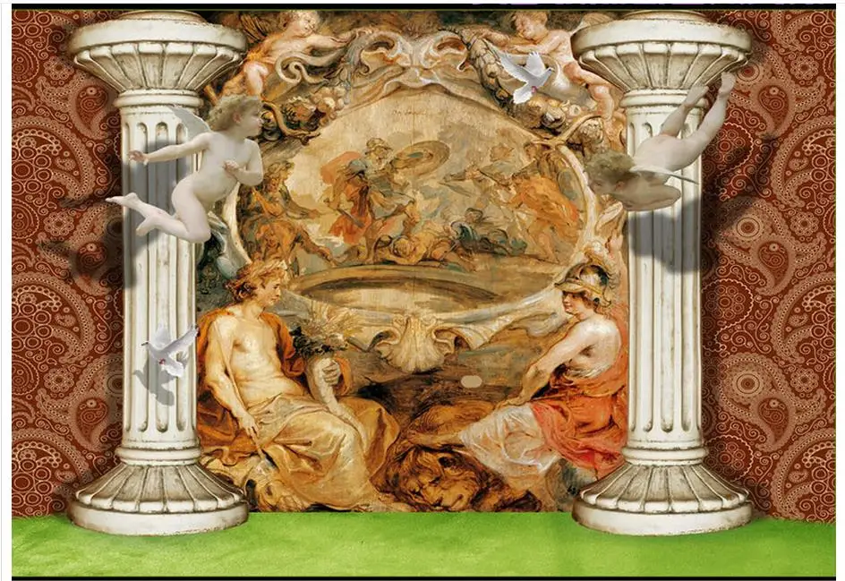 Custom photo wallpaper 3d murals wall paper 3D oil painting style religious mural decoration background home | Обустройство дома