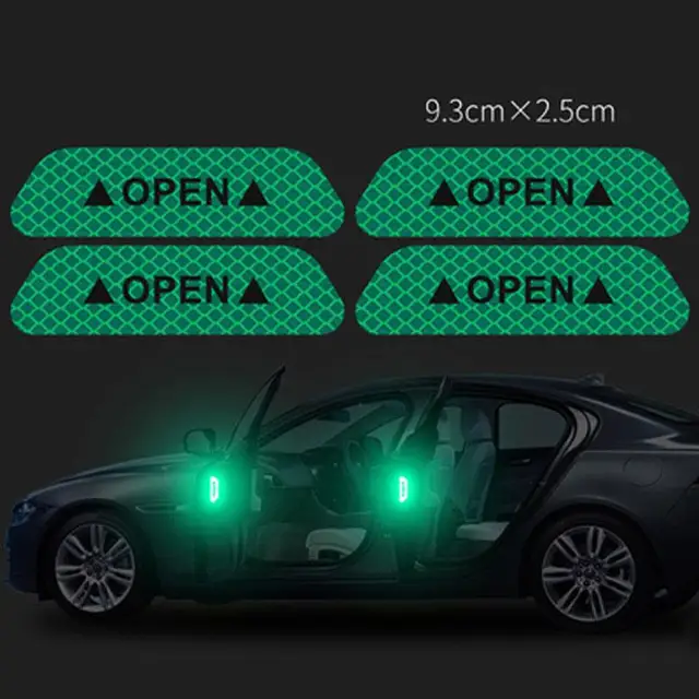4pcs Set Auto Car Door Open Sticker Universal Safety Warning Mark