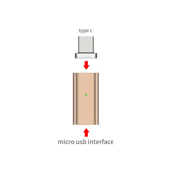 Магнитный Кабель-адаптер Micro USB для TYPE-C зарядный кабель для SAMSUNG S10 S9+ Note 8 Xiaomi Mi9 MIX3 HUAWEI P30 Pro P20 10 USB-C - Цвет: Gold to Type-c