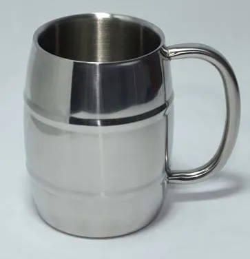 

free shiping 16oz/450ml Drinkware Thermos /Tankard new stainless steel double wall beer mug /coffee mug .can keep warm and cold