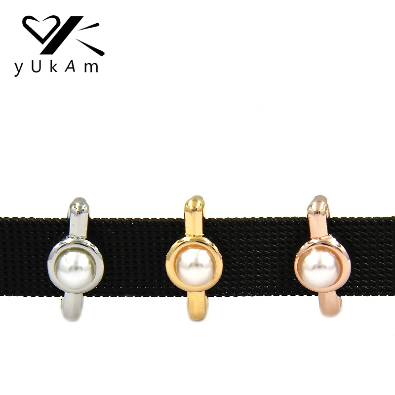 

YUKAM Keeper Jewelry Simulated Imitation Pearl Beads Charms Sliders for Stainless Steel Mesh Keeper Bracelets Accessories Making