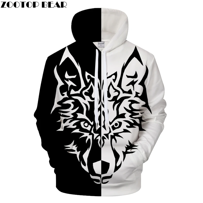 yin and yang wolf hoodie