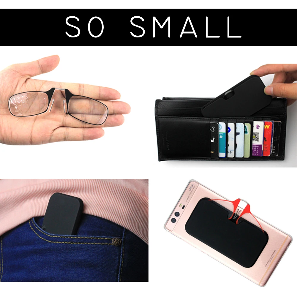 Clip de la nariz gafas de lectura para las mujeres óptico Mini para hombres con caja cartera receta anteojos gafas de presbicia
