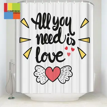 

High Quality Waterproof alphabet Shower Curtain with Hooks Graffiti Bathroom Curtains Curtains for Bathroom Shower