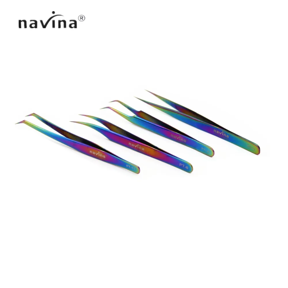 Navina профессиональный цвет радуги из нержавеющей стали наращивание накладных ресниц Пинцет