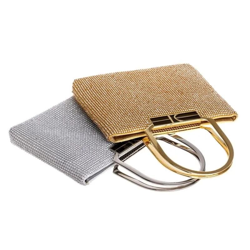 KDROR Large Silver Evening Clutch Bags Detail View