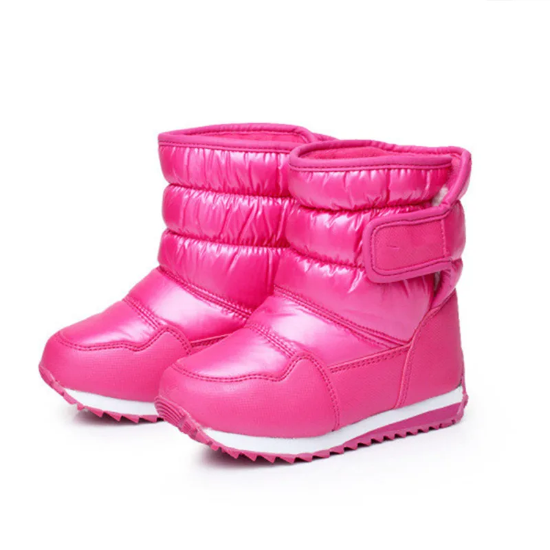Зимние детские ботинки для девочек; обувь для маленьких мальчиков; теплая водонепроницаемая нескользящая обувь с хлопковой подкладкой; модная зимняя обувь для мальчиков - Цвет: rose