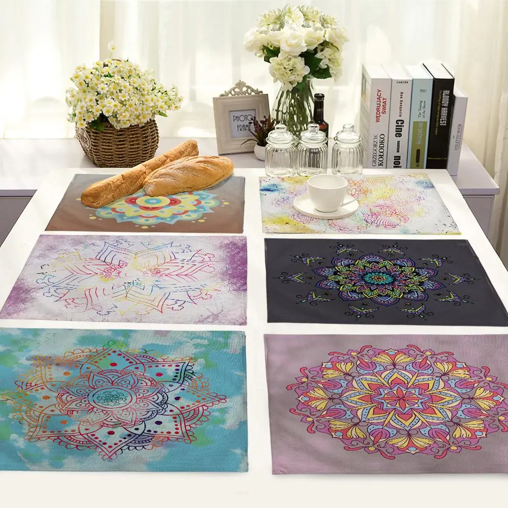 

Bohemian Placemat Mandala Table Mats for Dining Table Linen Place Mats for Kitchen Accessories Decoration Home Table Placemats