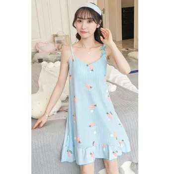 

Cartoon Padded Nightgowns Sweet Print Night Dress Sleepwear Girl Nightdress